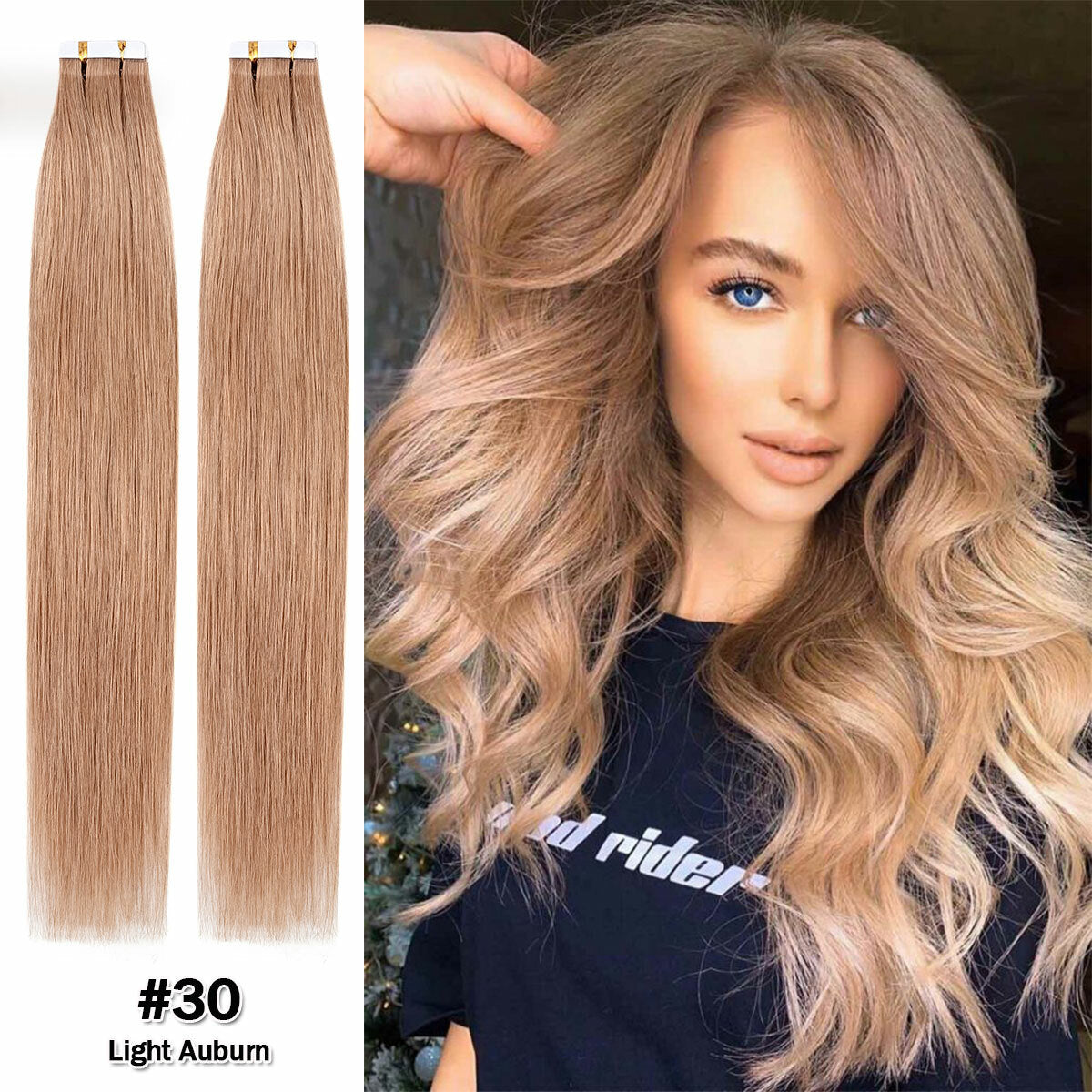 Russian Tape-In Human Hair Extensions - 100% Remy Body Wave, Multiple Colors & Lengths