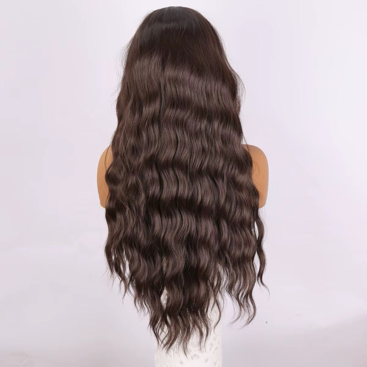 Dark Brown 28-Inch Wavy Lace Front Wig with Transparent 13x3 Cap
