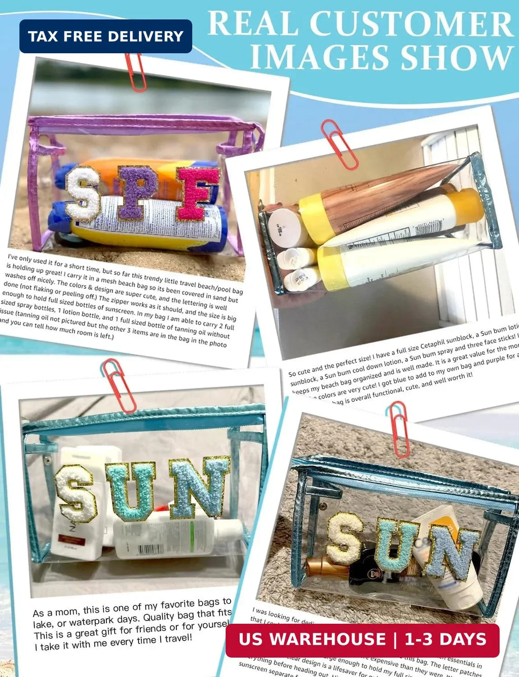 Clear Sunscreen Bag Waterproof Makeup Toiletry Pouch for Beach & Travel