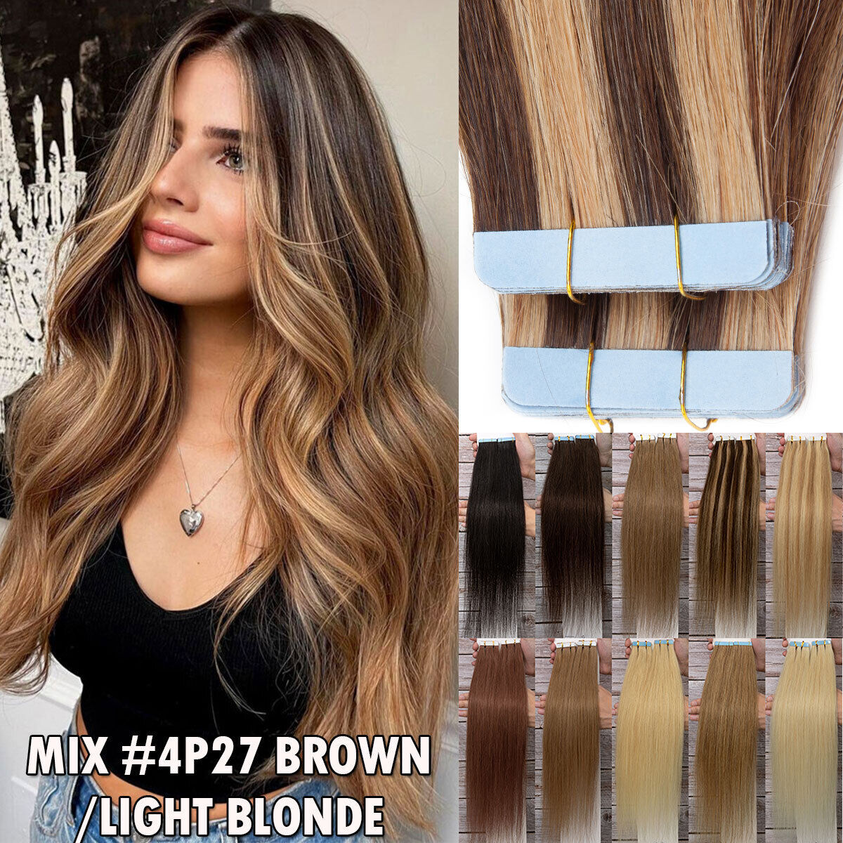 Ombré Tape-In Hair Extensions - 100% Remy Human Hair Full Head