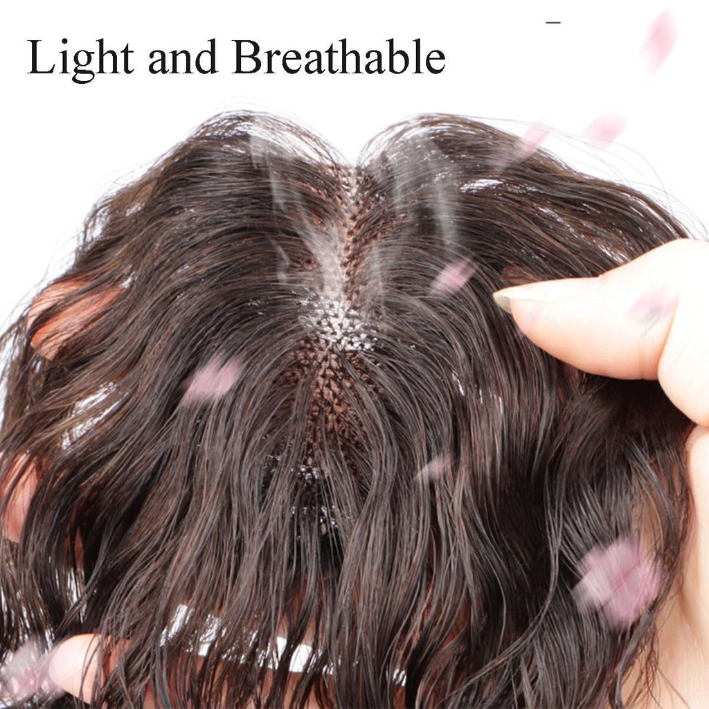 10-Inch Human Hair Clip-In Wavy Curly Hair Topper for Women