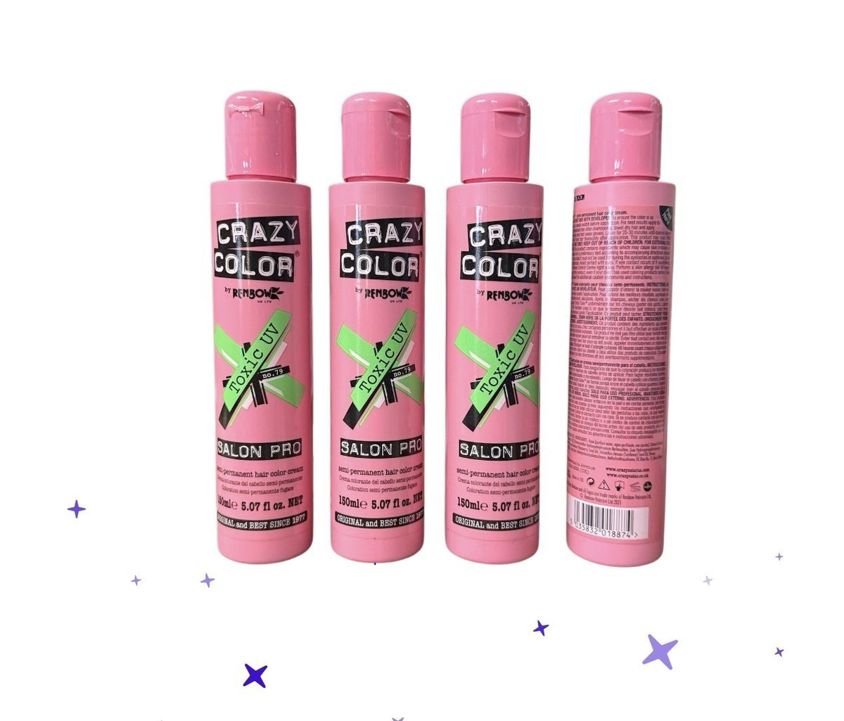 Semi Permanent Hair Color Cream Toxic UV #79 4-Pack 150ml - Vibrant Hair Dye