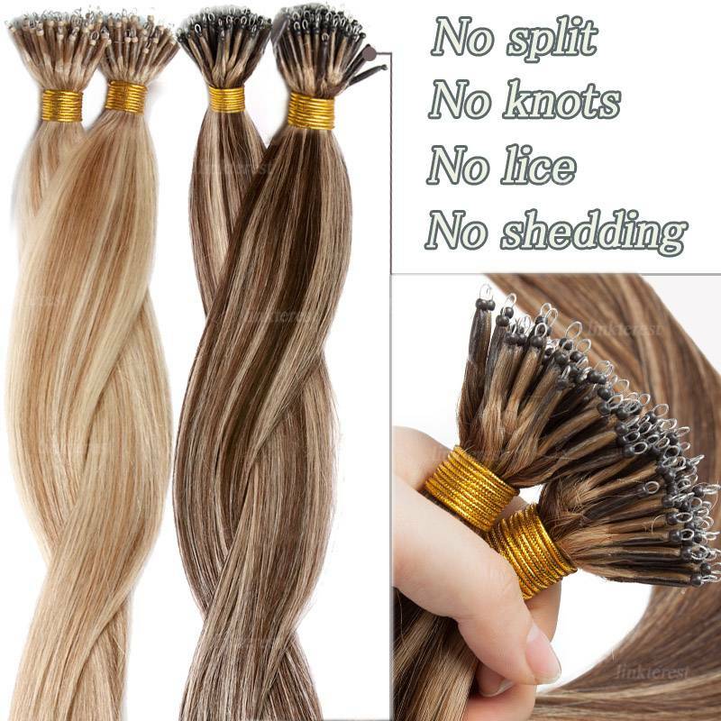 Nano Ring Human Hair Extensions - 14-24 Inch Remy Real Hair Highlights