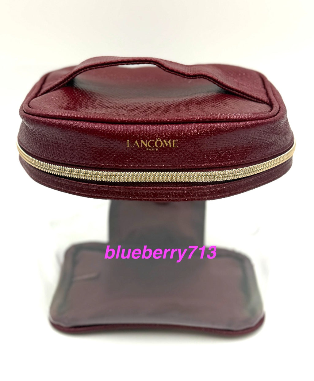 Lancome Makeup Bag Case Red Zipper with Handle - Authentic Cosmetic Storage