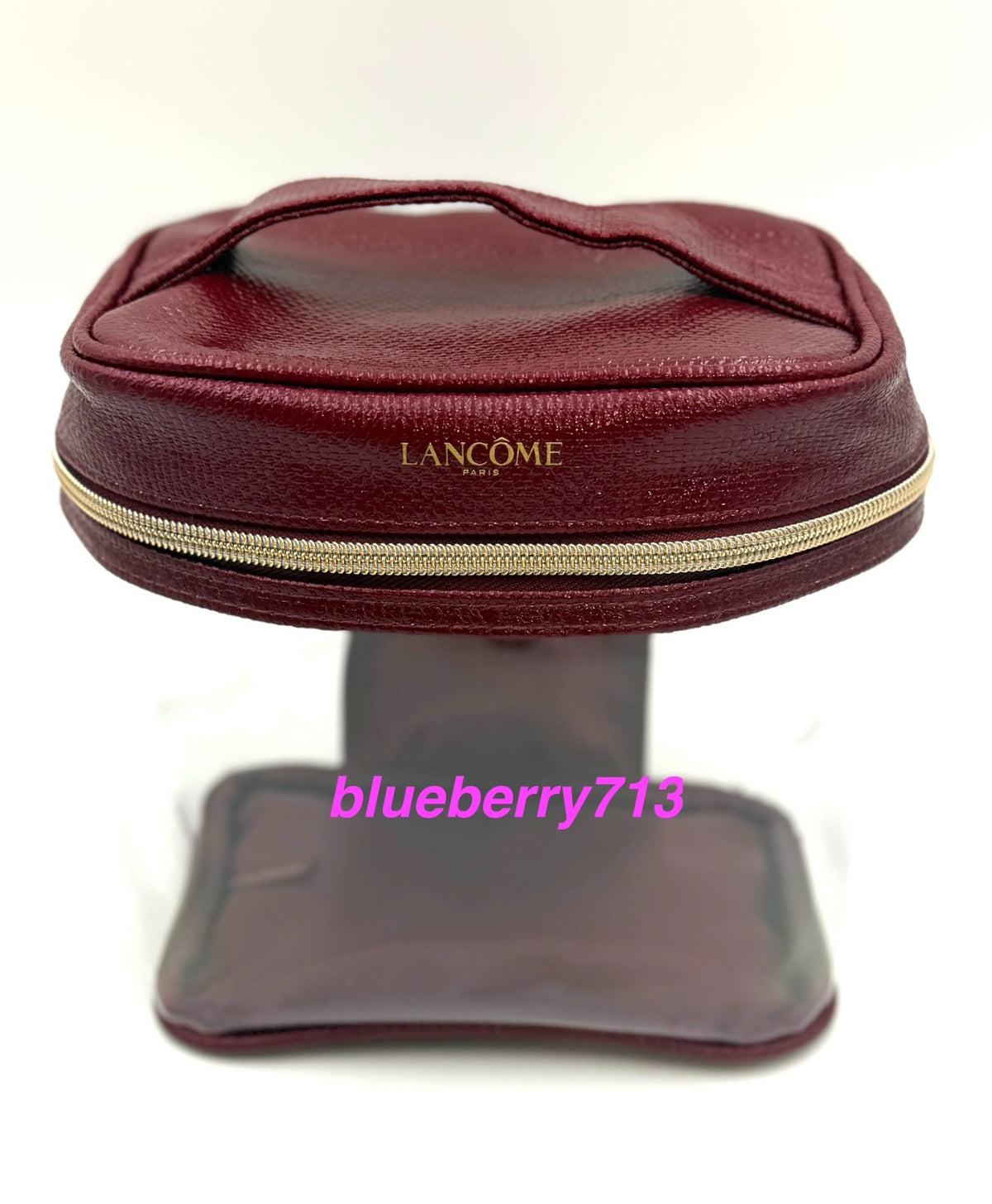 Lancome Makeup Bag Case Red Zipper with Handle - Authentic Cosmetic Storage