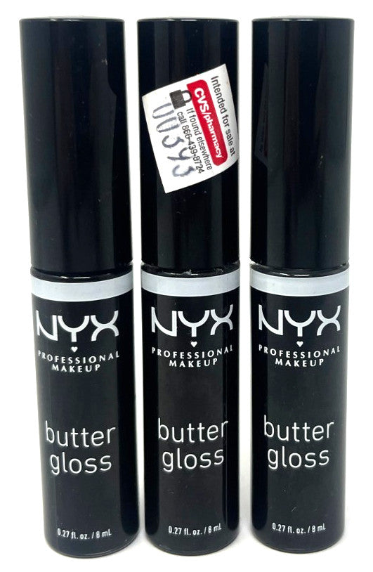 (3) NYX Butter Gloss Lip Gloss Sealed 0.27 fl oz Each - Licorice