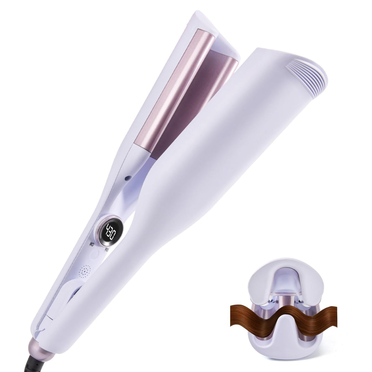 1.25 Inch Double Barrel Hair Waver for Beach Waves - Blue Styling Tool