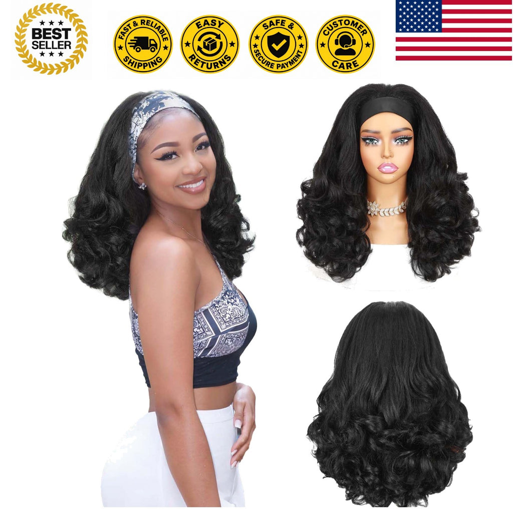 Glueless Yaki Curly Headband Wig for Black Women - Natural Look & Easy Wear
