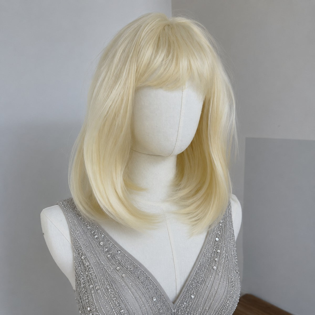 Blonde Synthetic Cosplay Wigs with Bangs for Women - Straight Bob Style