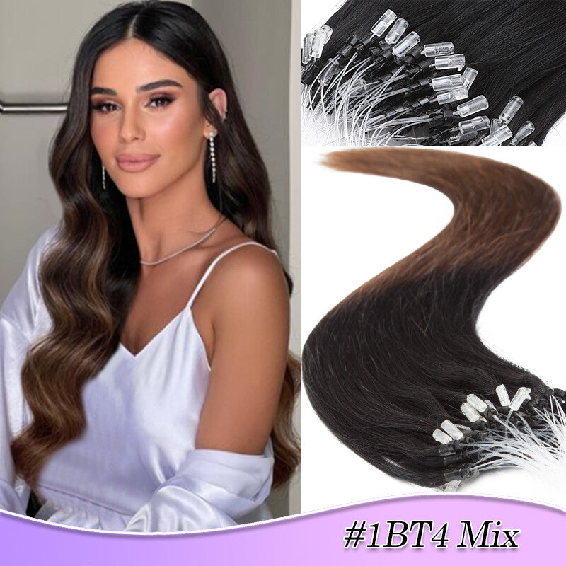 Micro Ring Human Hair Extensions - Remy Straight Microlink Beads, Multiple Lengths & Colors