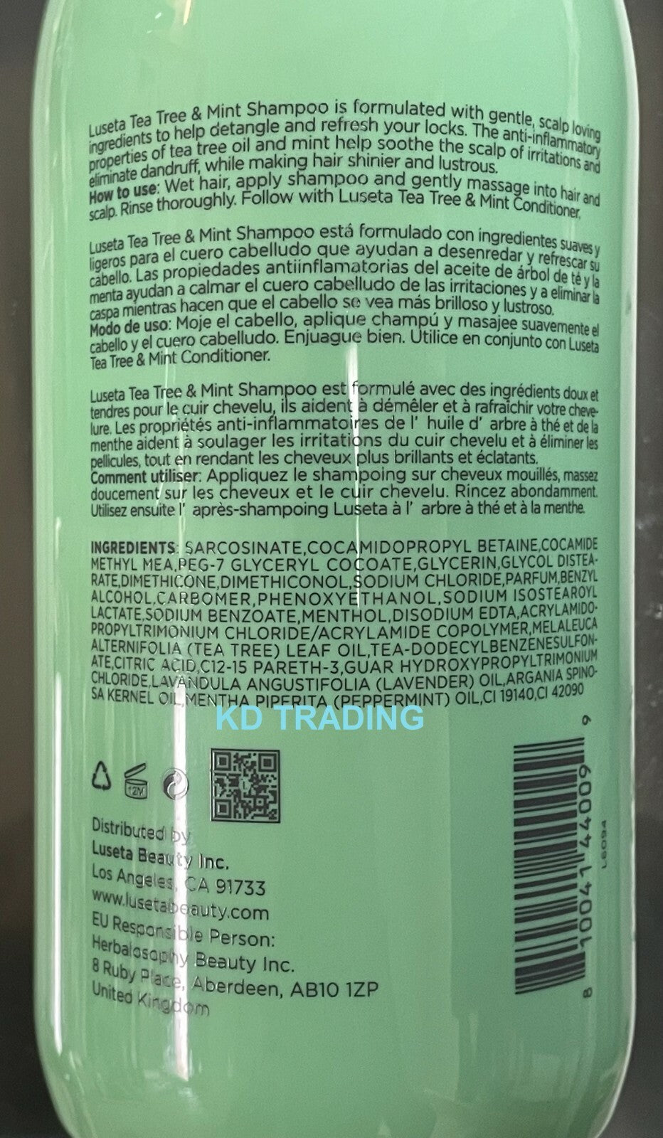 LUSETA Tea Tree & Mint Shampoo - Refreshing, Soothing Hair Cleanser for Scalp & Dandruff Relief