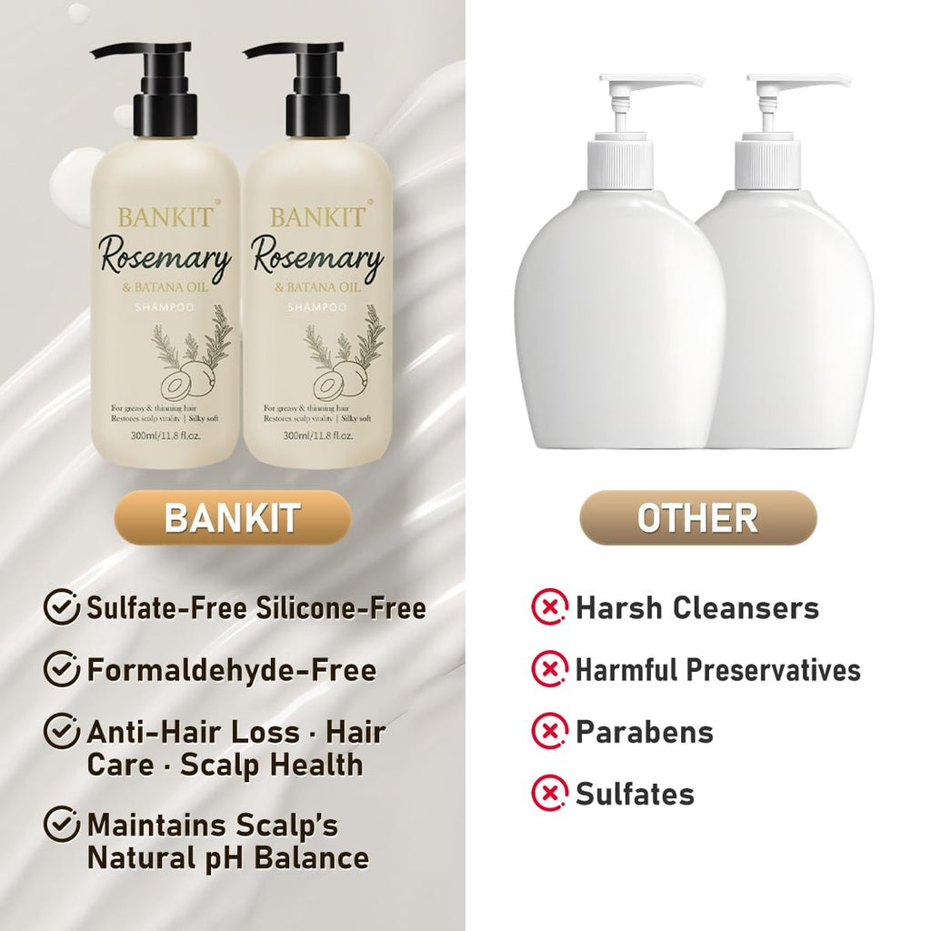 Rosemary Batana Shampoo for Thinning Hair with Biotin & Keratin – Gentle Volumizing 11.8 Fl Oz