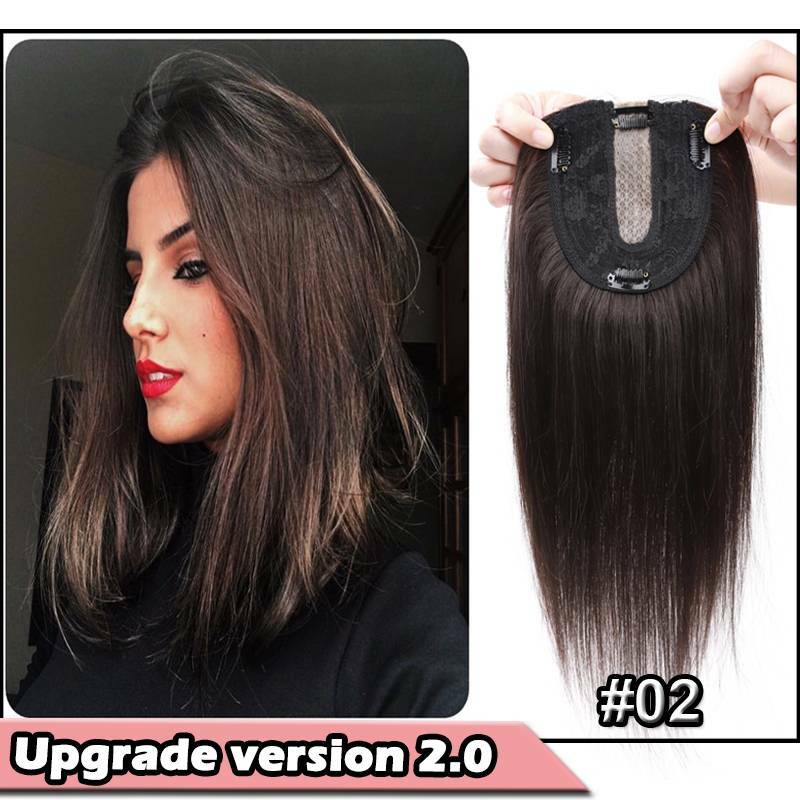 Clip-In Hair Topper with Silk Base - Remy Human Hair, Multiple Sizes & Colors