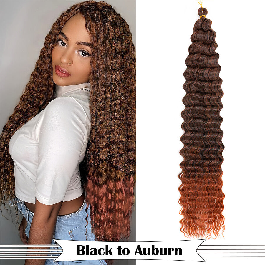 Long Boho Crochet Water Wave Braid Hair Extensions - Curly Synthetic Hair