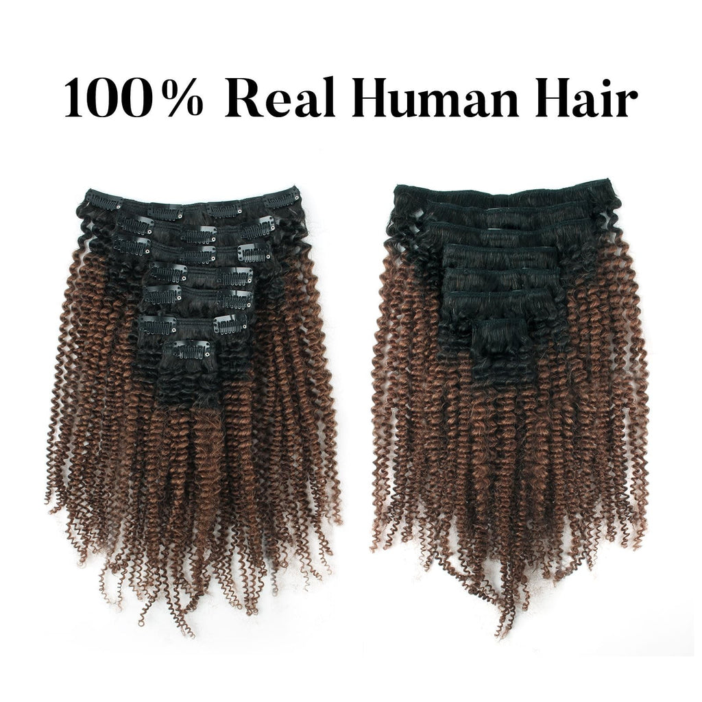Afro Curly Clip-In Human Hair Extensions 12 Inch 7 Pieces for 4B 4C Hair