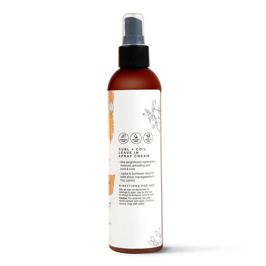 Curl + Coil Leave-In Hair Spray Cream - Moisturizing Detangler for Curly Hair, 8oz, Pack of 8