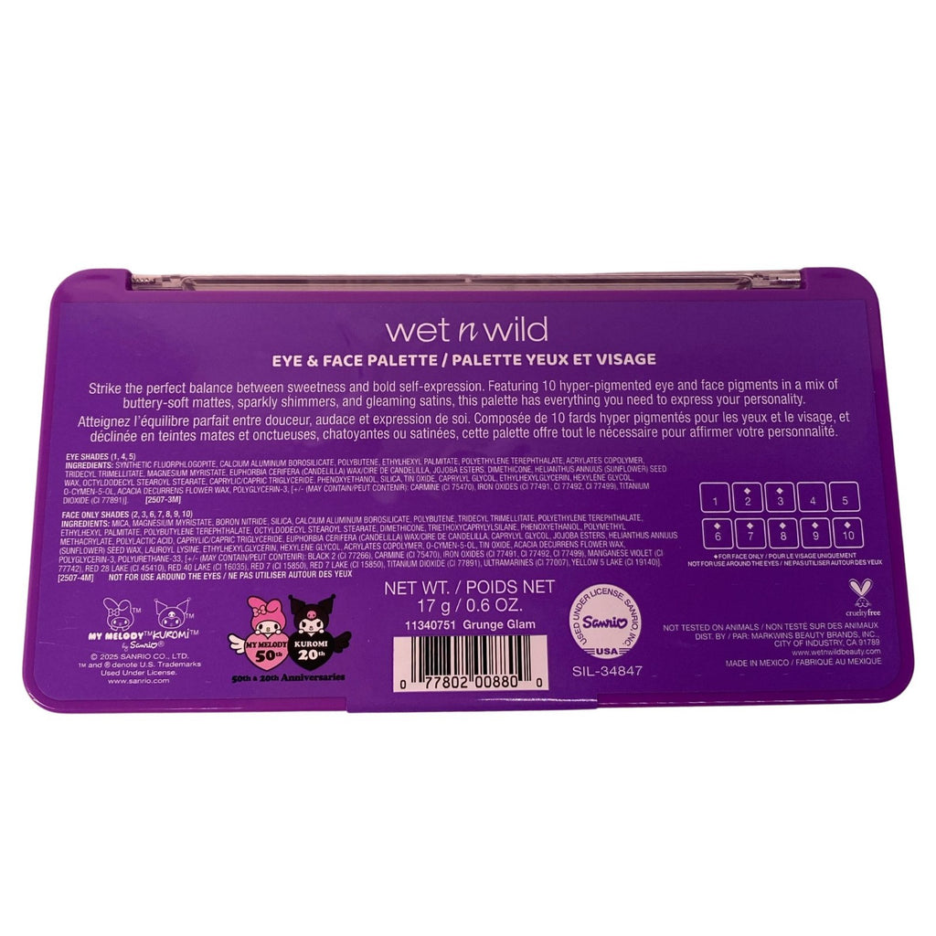 Wet n Wild My Melody & Kuromi Grunge Glam Eye & Face Palette 0.6 oz - 2 Pack