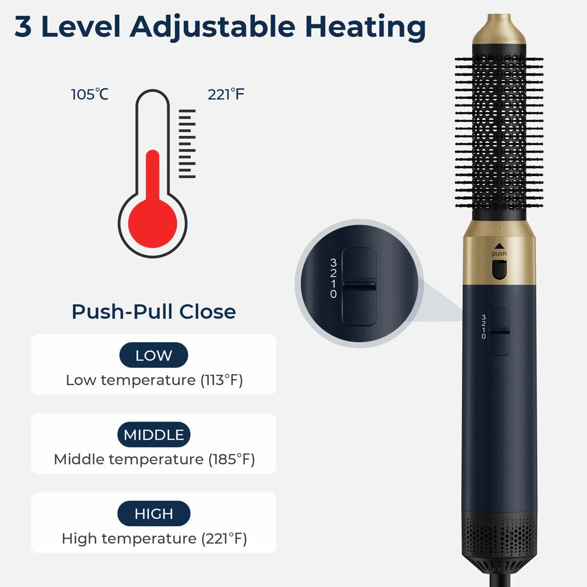 Multi-Function Hair Dryer Styler Brush with 5 Attachments - Salon Styling at Home
