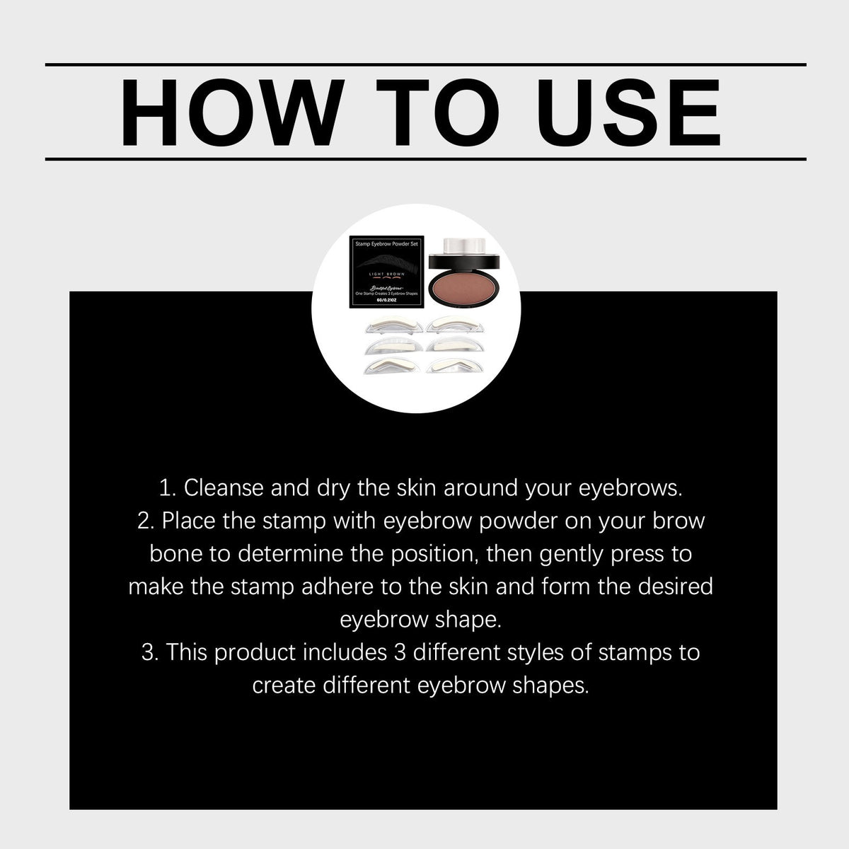 Eyebrow Stamp Kit with 3 Shapes - Water-Resistant, Quick & Easy Makeup