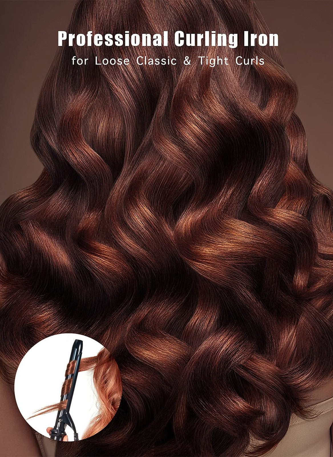 Extra Long 1 Inch Ceramic Tourmaline Curling Iron for Long Hair - Professional Styling Tool