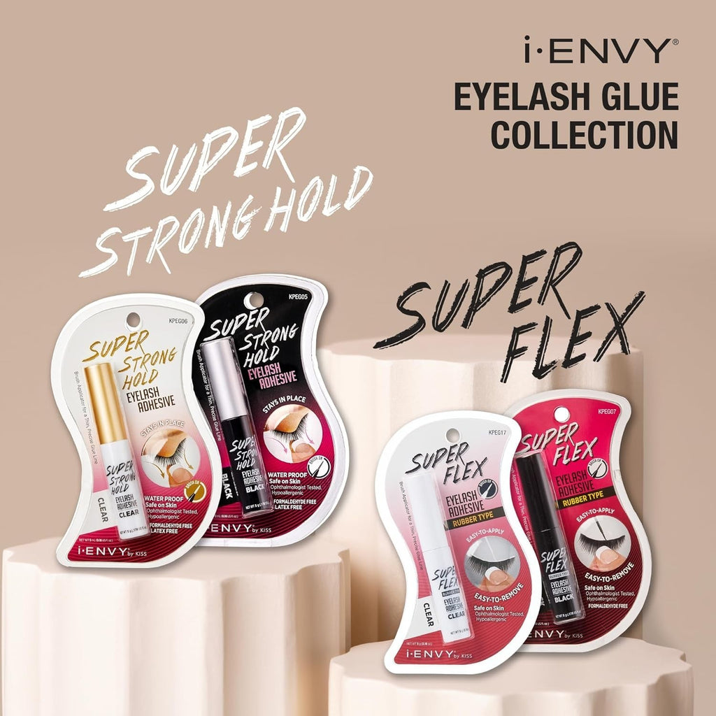 Invisible Bond Eyelash Glue - Waterproof, 48HR Hold, Latex-Free, 2 Bottles