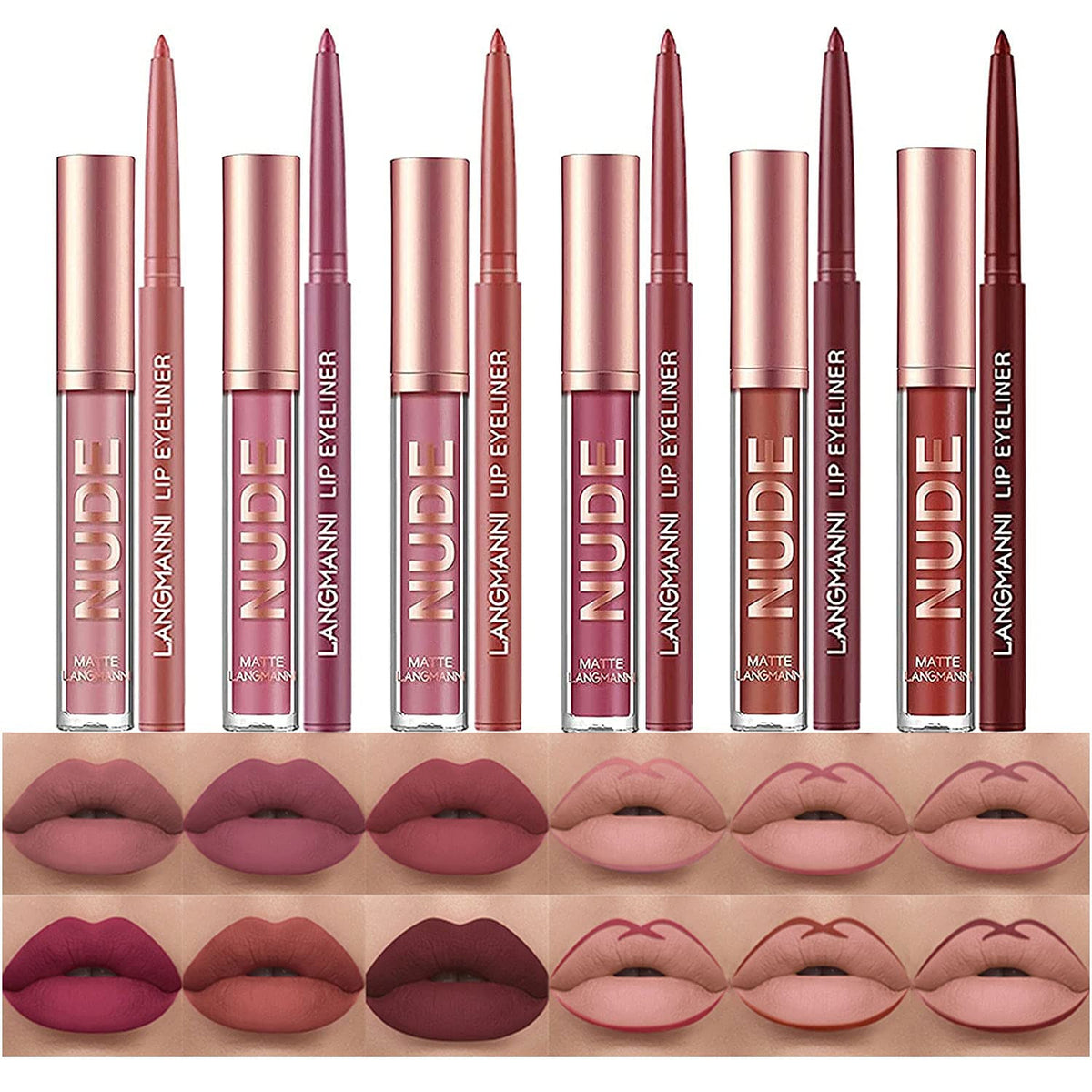 Matte Liquid Lipstick & Lip Liner Set (12Pcs) – Long-Lasting Waterproof Lip Makeup Kit