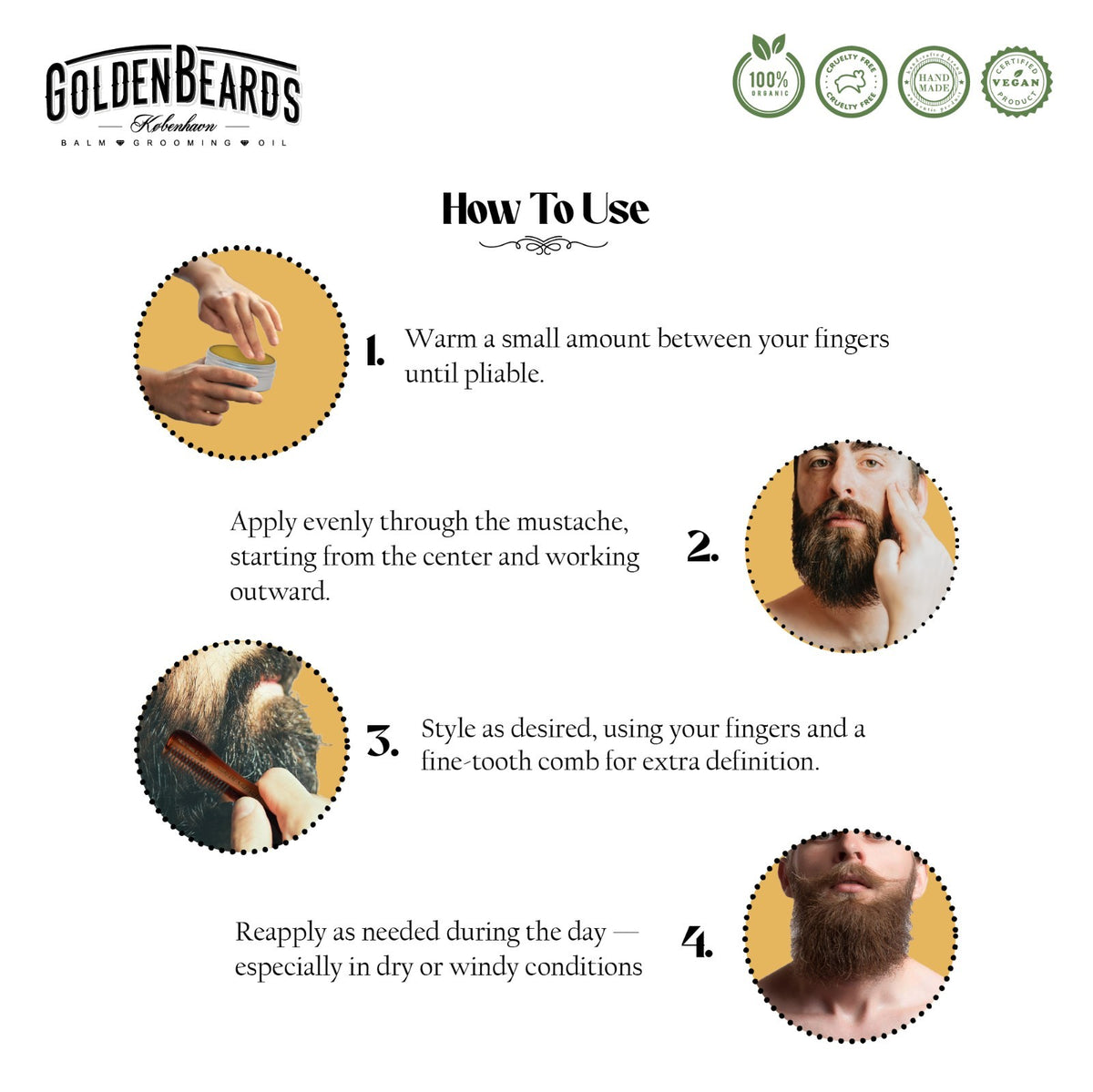 Organic Mustache Wax Kit with Comb for Styling & Taming Facial Hair