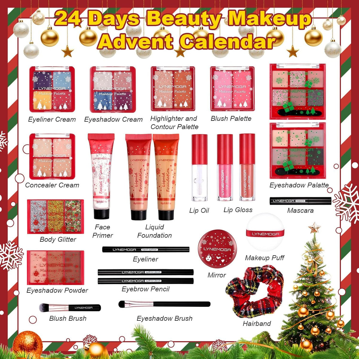 Advent Calendar Makeup 2025 - 24 Day Holiday Gift Set for Women & Teens