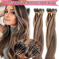 Nano Ring Remy Human Hair Extensions - Thick Highlight Balayage Ombre, 16-22 Inch Options