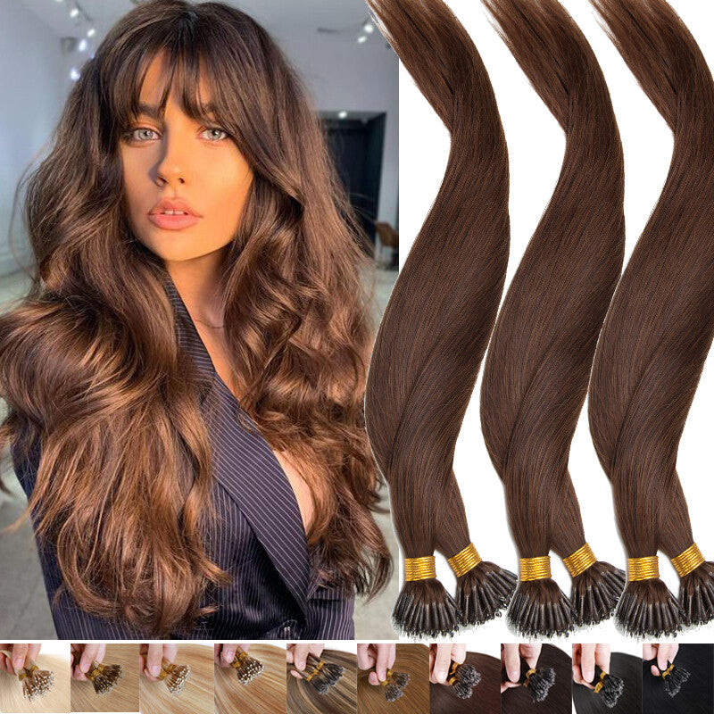 Remy Human Hair Extensions Nano Ring Bead Set - Multiple Lengths & Colors