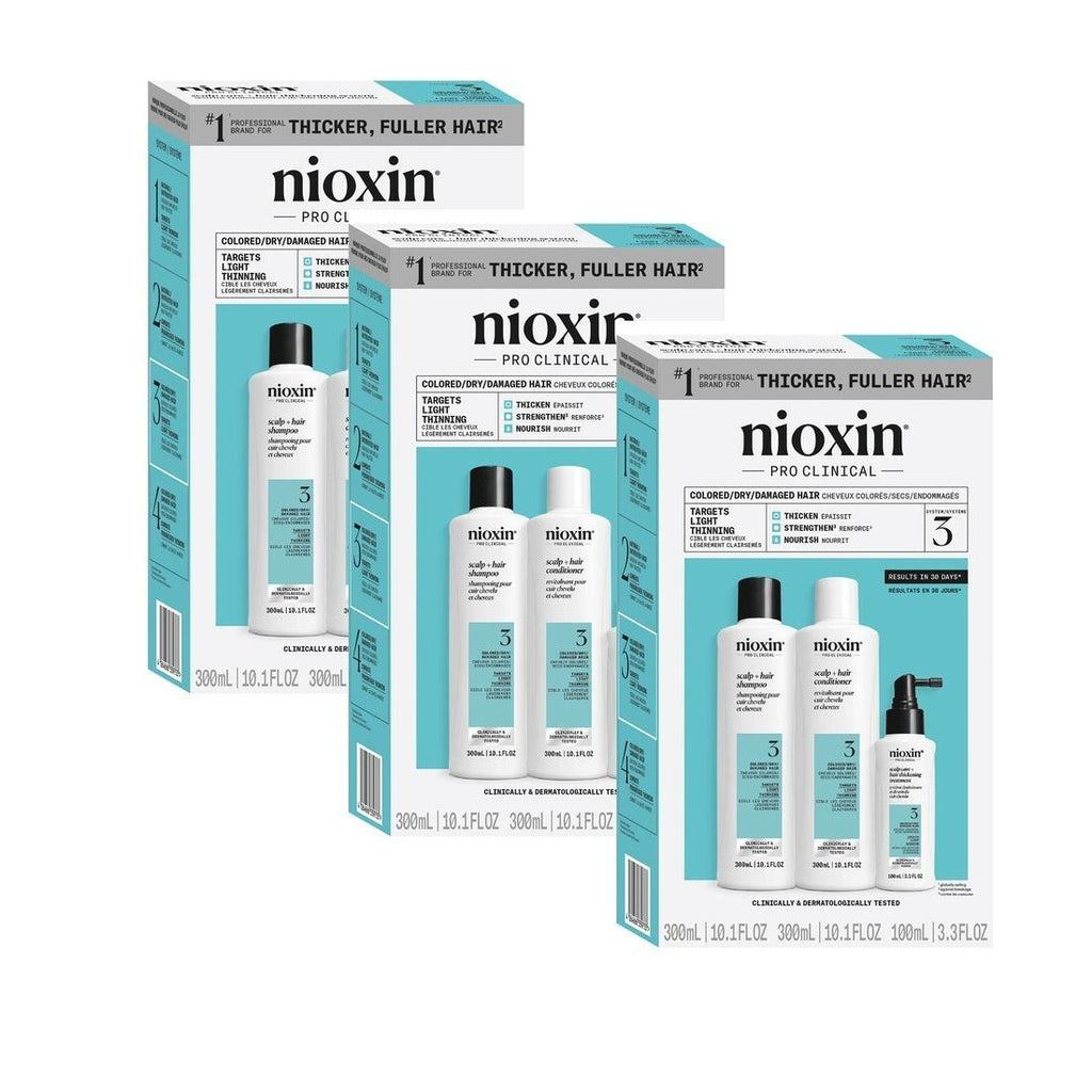 Nioxin System 3 Hair Thinning Kit - Full Size 3 Pack for Color-Treated Hair