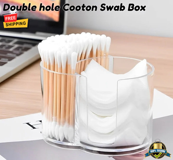 2-in-1 Acrylic Cotton Swab & Pad Storage Box Makeup Organizer Container