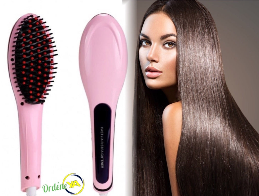 Ceramic Straightening Hair Brush Pink - Frizz & Damage Control