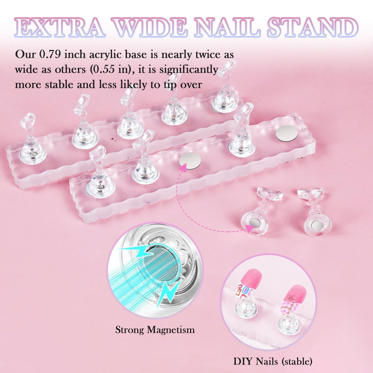 Nail Art Display Kit — 50 Nail Bags, Nail Stand & Cardboards for Press-On Showcases