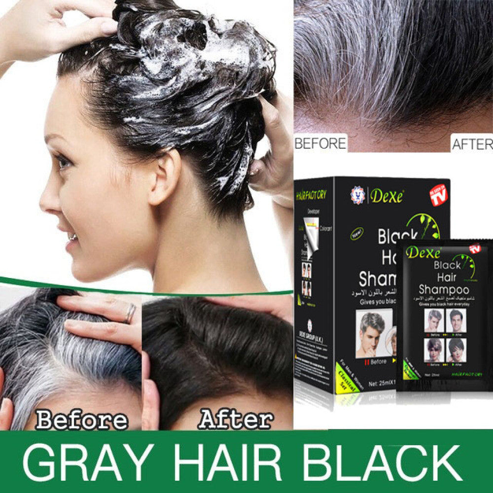 Natural Black Hair Shampoo - Instant 5-Min Hair Color Dye for Unisex - Multiple Quantities