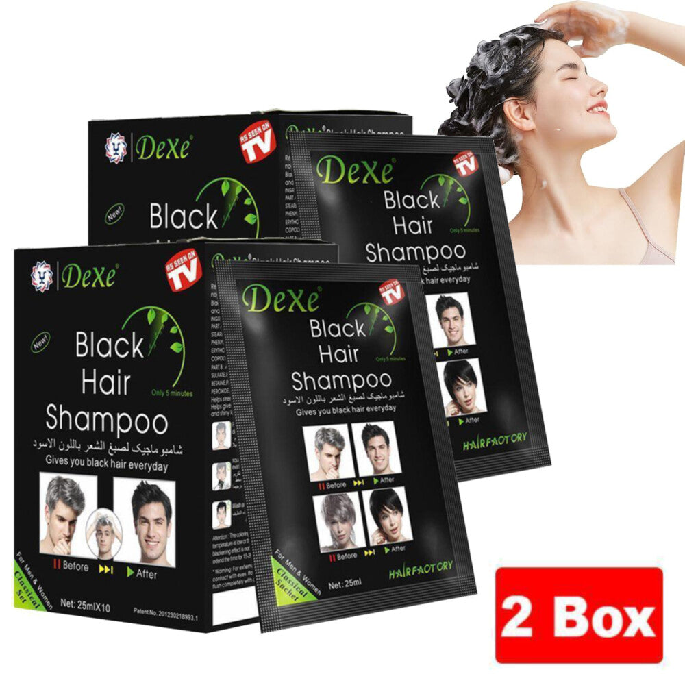 Herbal Hair Dye Shampoo 3 in 1 Black Hair Color & Dandruff Treatment - Pack of 20 Bags