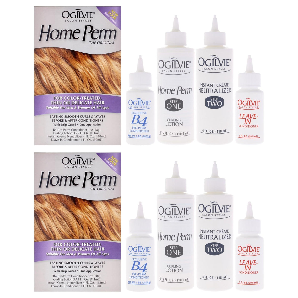 Home Perm Kit for Men & Women - Lasting Curls & Waves, Color Safe, 2 Pieces