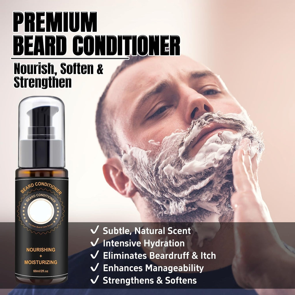 Barber Grooming Kit with Beard Oil, Balm, Cleaner, Brush & Comb - Unisex