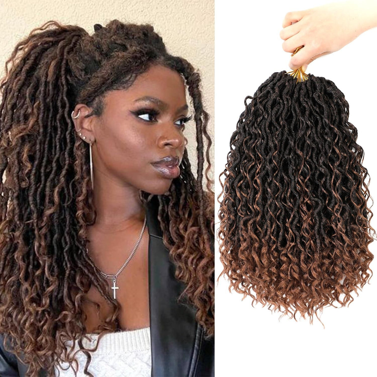 Luxury 14-Inch Goddess Crochet Locs - Fluffy Curly Hair Extensions for Black Women