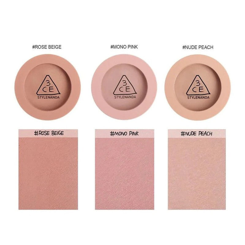 Buildable Powder Blush - 3 Colors for Rosy, Beige, Pink Cheeks - 5.5g