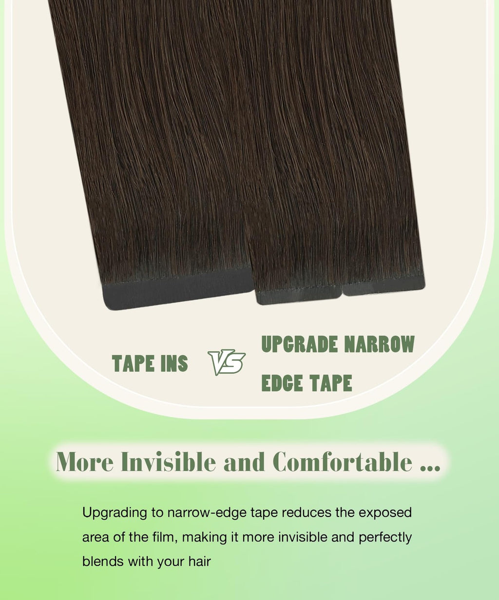 14 Inch Tape-in Human Hair Extensions - Balayage Brown Blend, 20 Pieces