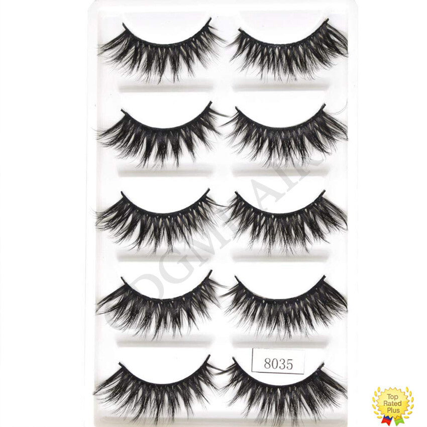False Eyelashes 3D Mink Fluffy Long Thick Eye Lashes - Black, 5 Pairs