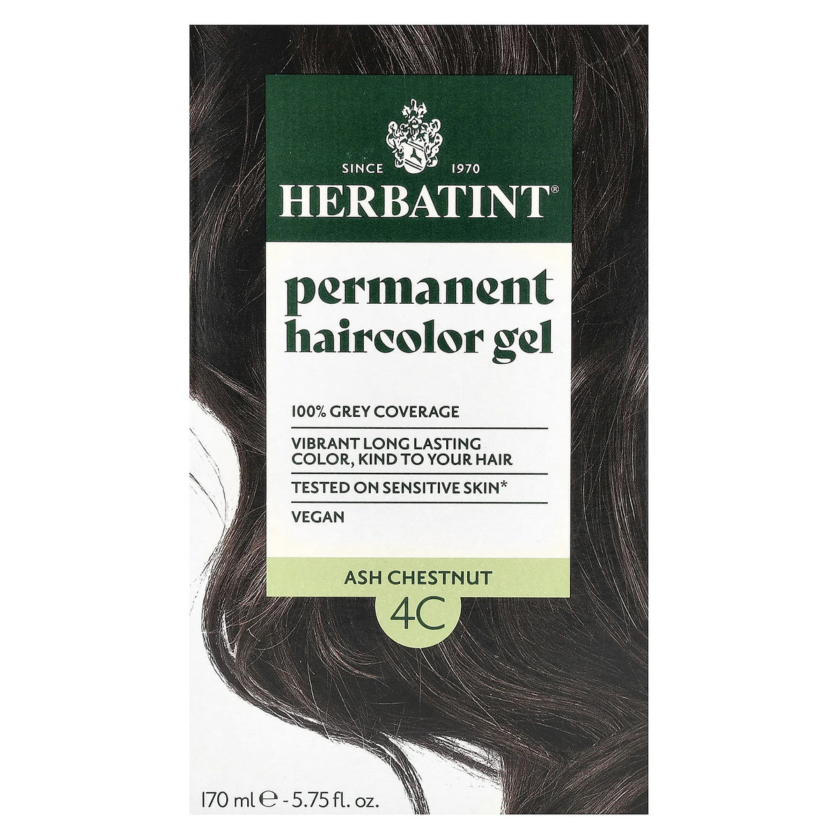 Herbatint Permanent Hair Color Gel 4C Ash Chestnut 5.75oz Vegan & Ammonia-Free