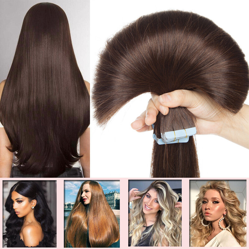60PCS Thick Tape-In Hair Extensions - Remy Human Hair Skin Weft
