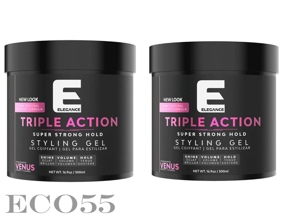 Hair Gel Triple Action Styling Venus 16.9 Fl Oz - Strong Hold & Shine 2 Pack