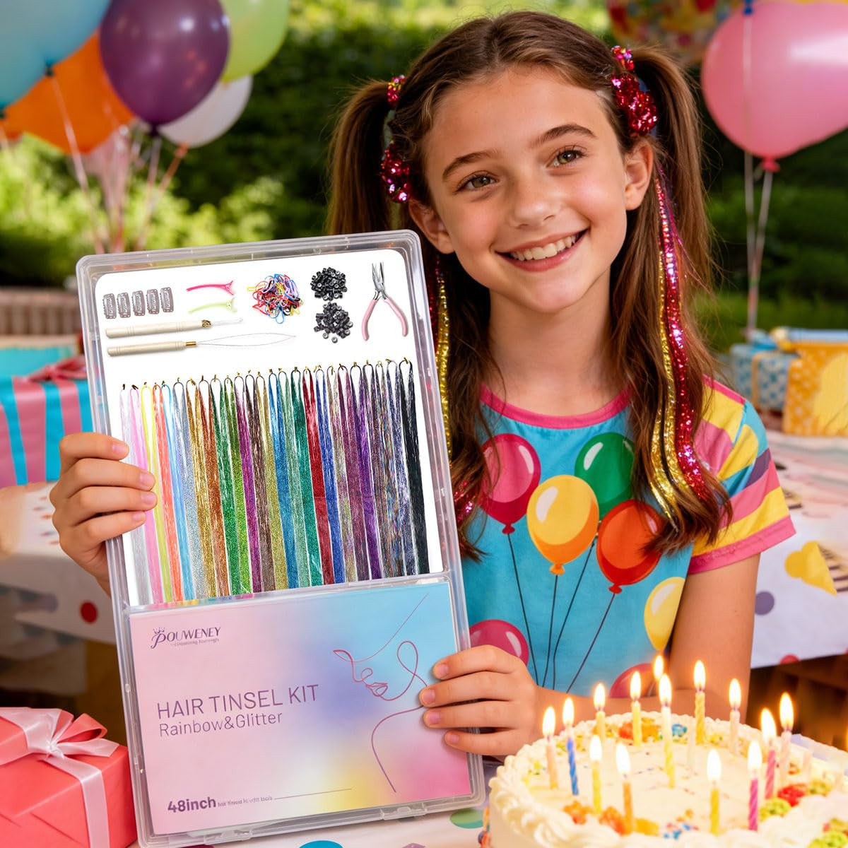 Hair Tinsel Kit 25 Colors 10,000 Strands Fairy Hair Extensions Set