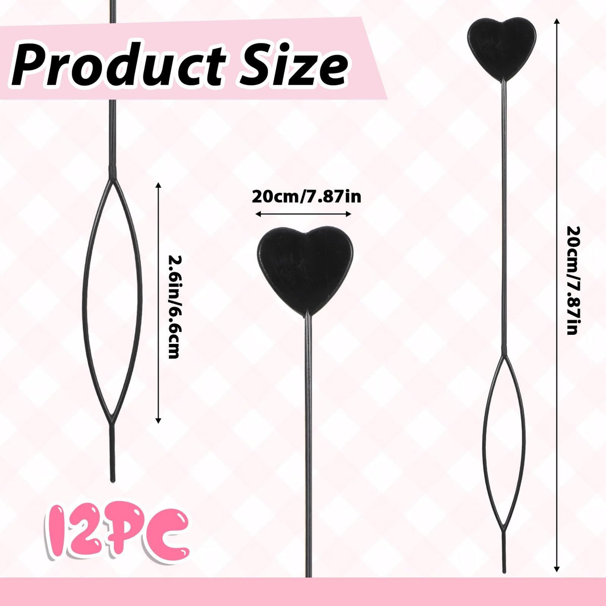 12 Pcs Hair Beader Tool Set for Braids and Styling - Black Heart-Shaped Beaders for Girls & Women