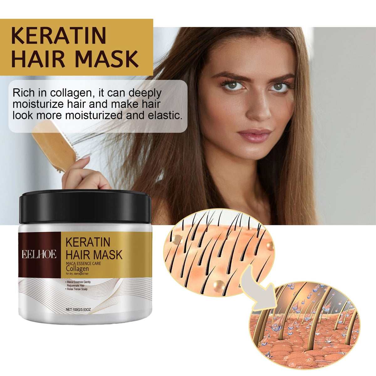 Deep Moisturizing Hair Mask for Damaged Hair Repair & Smoothing - Natural