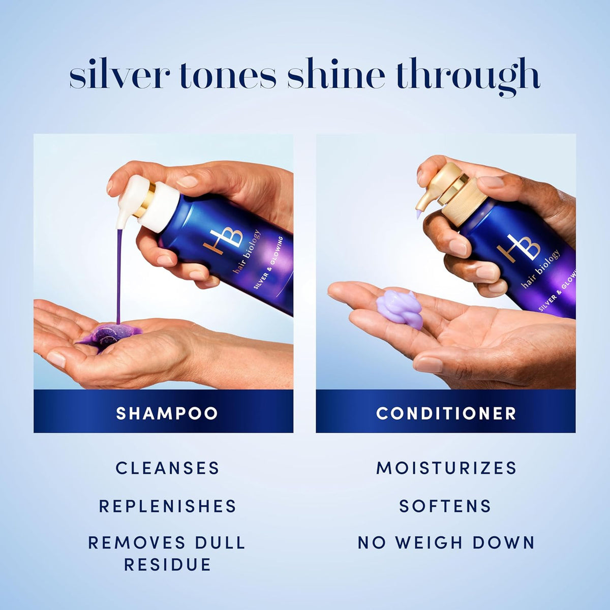 Silver Shampoo and Conditioner Set for Grey Hair - 25.6 Fl Oz