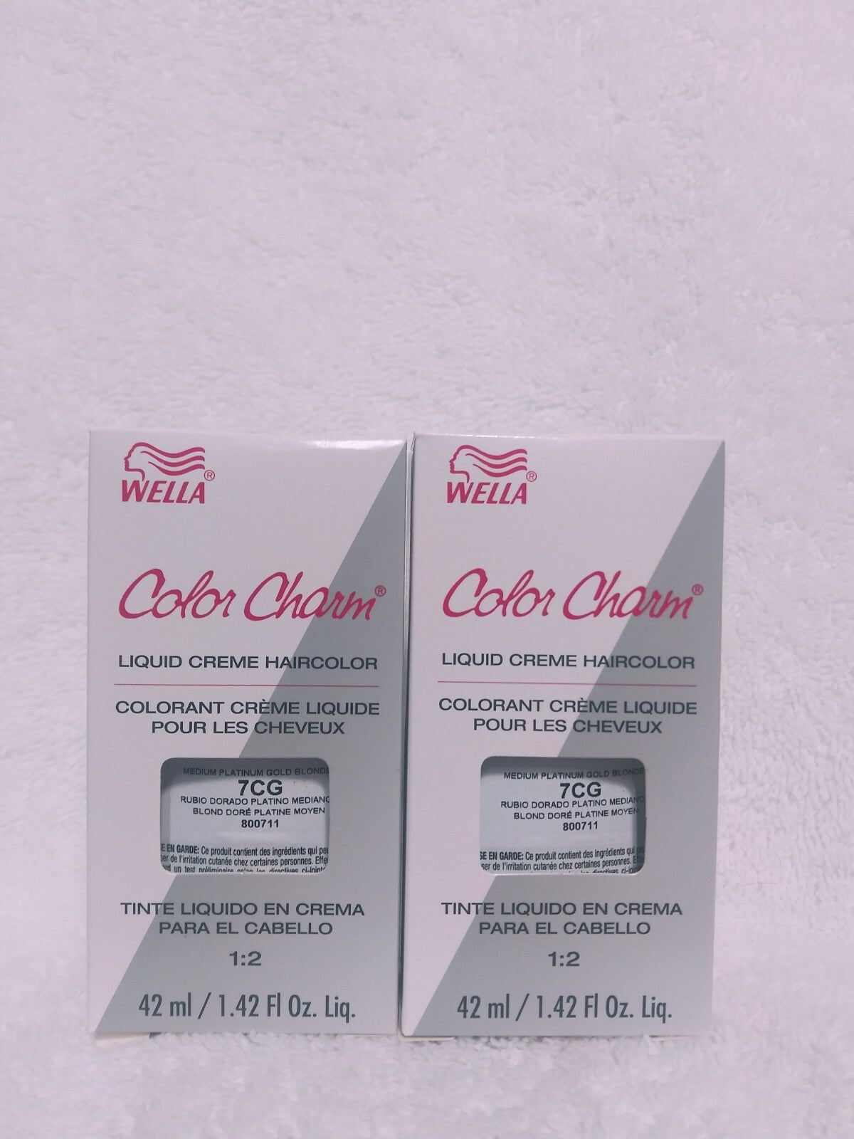 Wella Color Charm Liquid Creme Hair Color 7CG Medium Platinum Gold Blonde - Set of 2